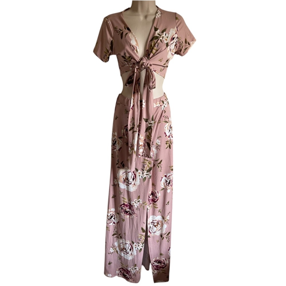 Floral Pink Two-Piece Outfit
